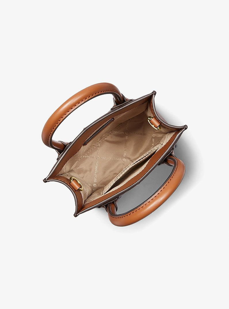 Mercer Extra-Small Logo and Leather Crossbody Bag (BROWN)