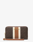 Jet Set Travel Large Striped Signature Logo Smartphone Wallet (BROWN MULTI)