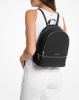 Rhea Medium Pebbled Leather Backpack (BLACK)