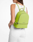 Rhea Medium Pebbled Leather Backpack (LIME)