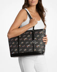 Jet Set Large Printed Signature Logo Tote Bag (BLACK)