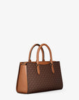 Arden Medium Signature Logo Top-Zip Satchel (BROWN)