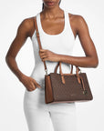 Arden Medium Signature Logo Top-Zip Satchel (BROWN)