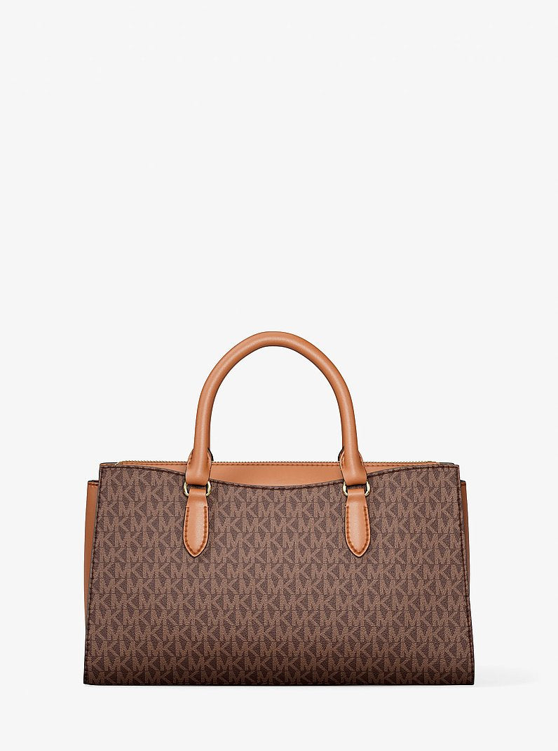 Arden Medium Signature Logo Top-Zip Satchel (BROWN)