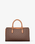 Arden Medium Signature Logo Top-Zip Satchel (BROWN)