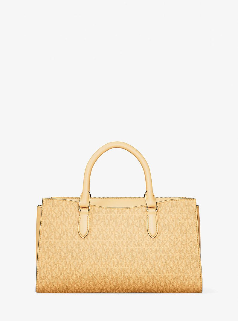 Arden Medium Signature Logo Top-Zip Satchel (HONEYWHEAT)