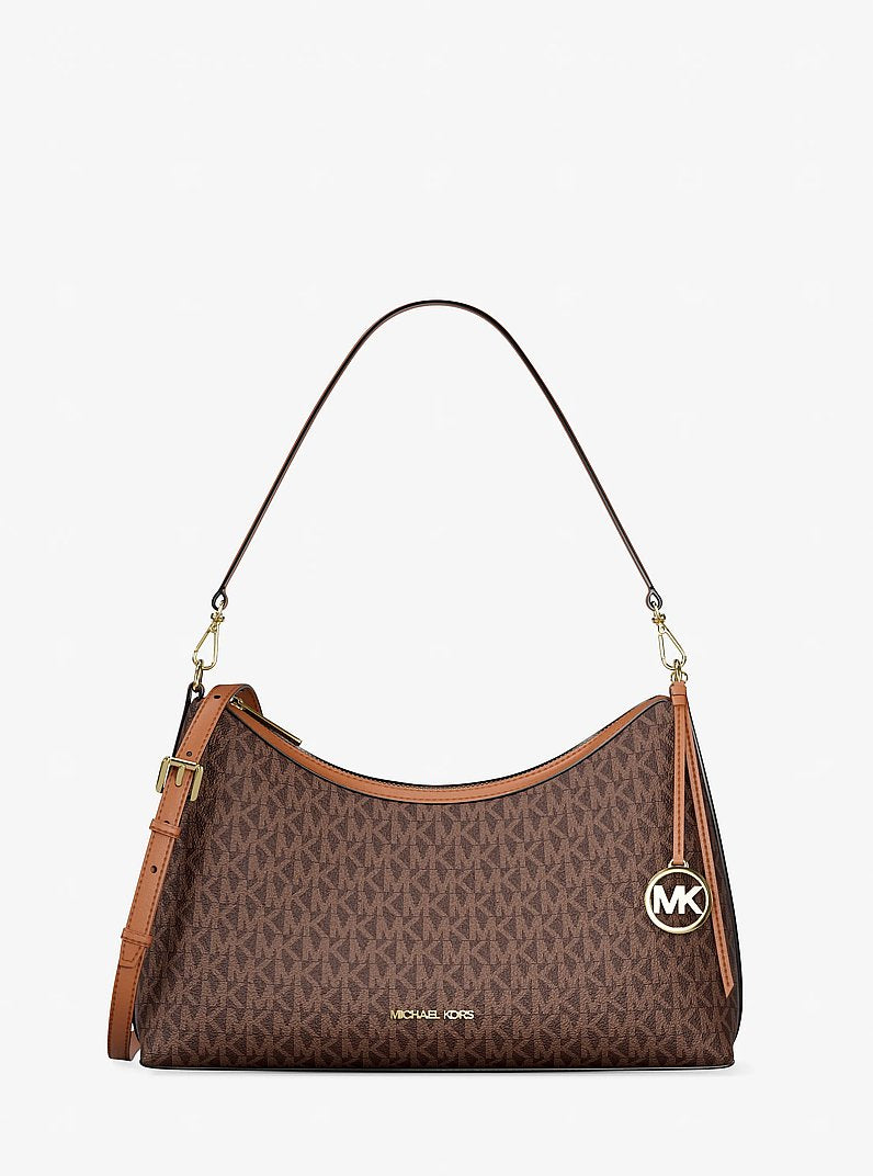 Sammy Medium Signature Logo Convertible Shoulder Bag (BROWN)