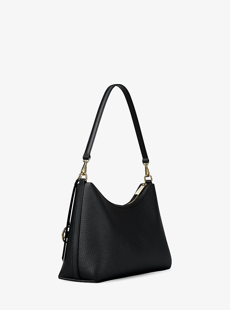 Sammy Medium Pebbled Leather Convertible Shoulder Bag (BLACK)