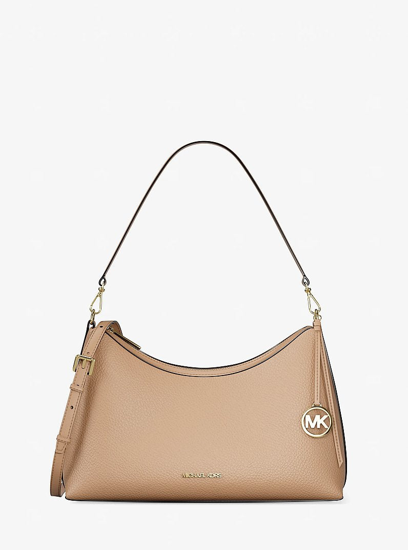 Sammy Medium Pebbled Leather Convertible Shoulder Bag (CAMEL)