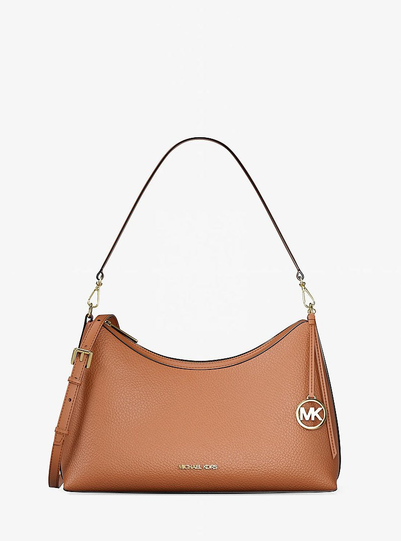 Sammy Medium Pebbled Leather Convertible Shoulder Bag (LUGGAGE)