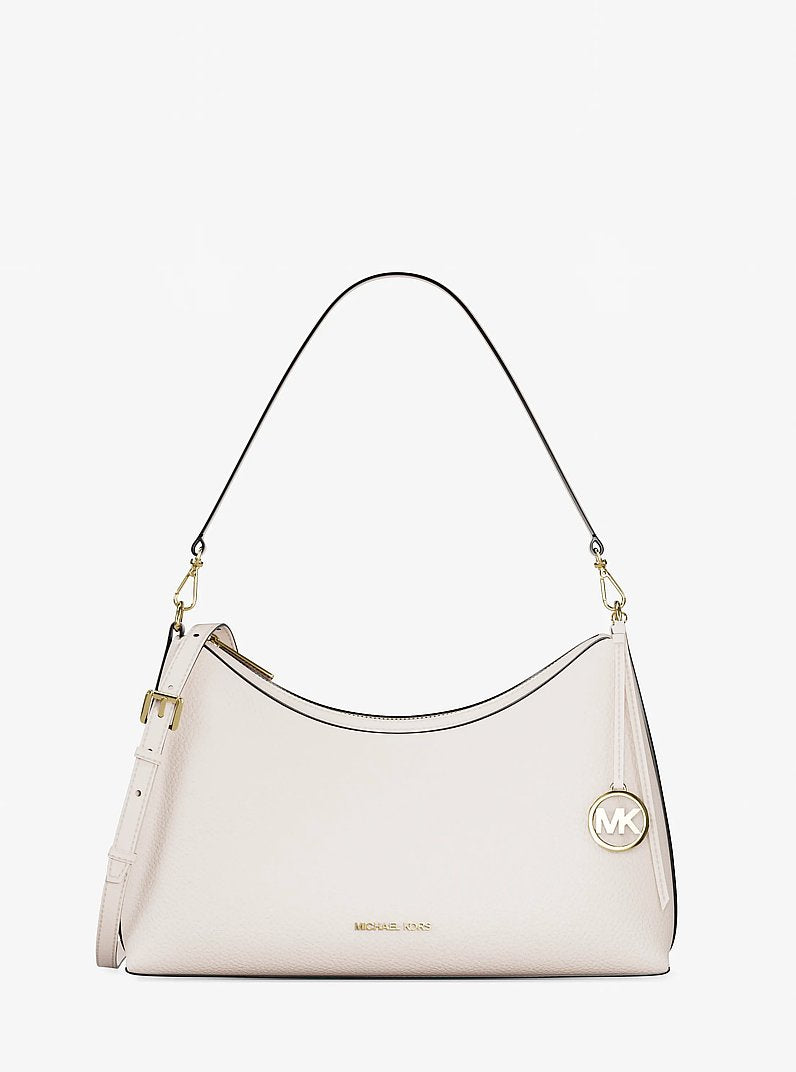 Sammy Medium Pebbled Leather Convertible Shoulder Bag (LT CREAM)
