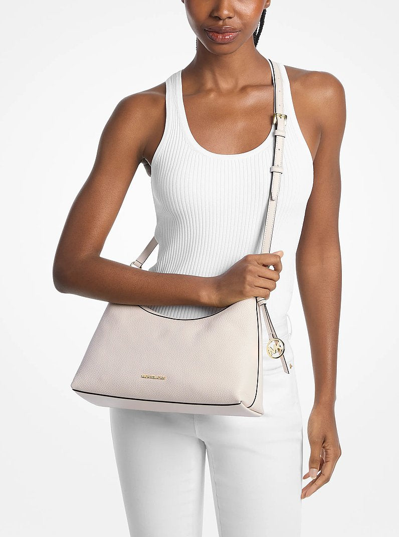 Sammy Medium Pebbled Leather Convertible Shoulder Bag (LT CREAM)