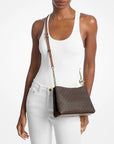 Christina Small Signature Logo Crossbody Bag (BROWN)