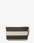 Jet Set Travel Small Striped Signature Logo Convertible Wristlet (VANILLA/LUGGAGE)