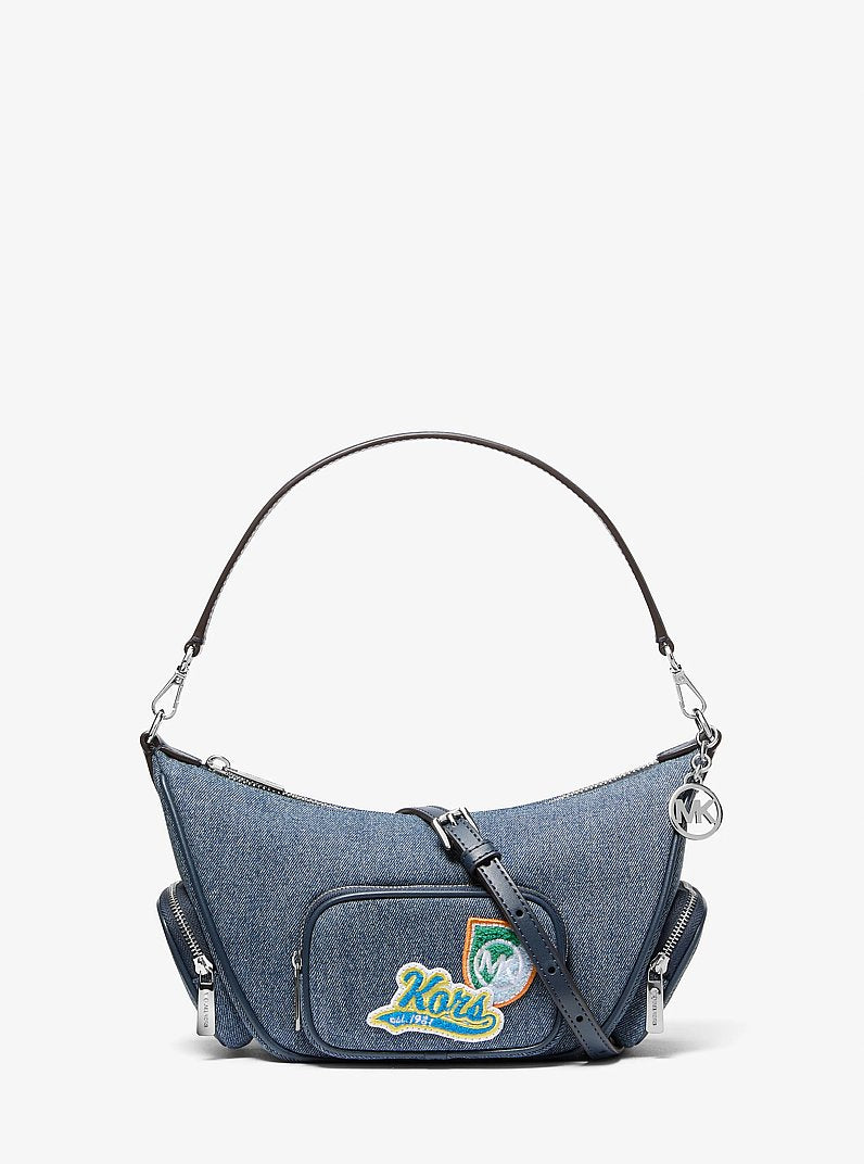 Merritt Small Embellished Denim Convertible Crossbody Bag (WASHED DENIM)
