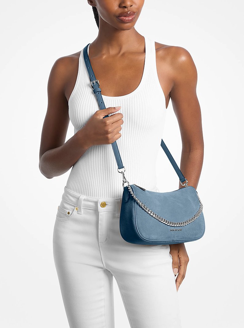 Carmela Medium Suede Convertible Crossbody Bag (DENIM)