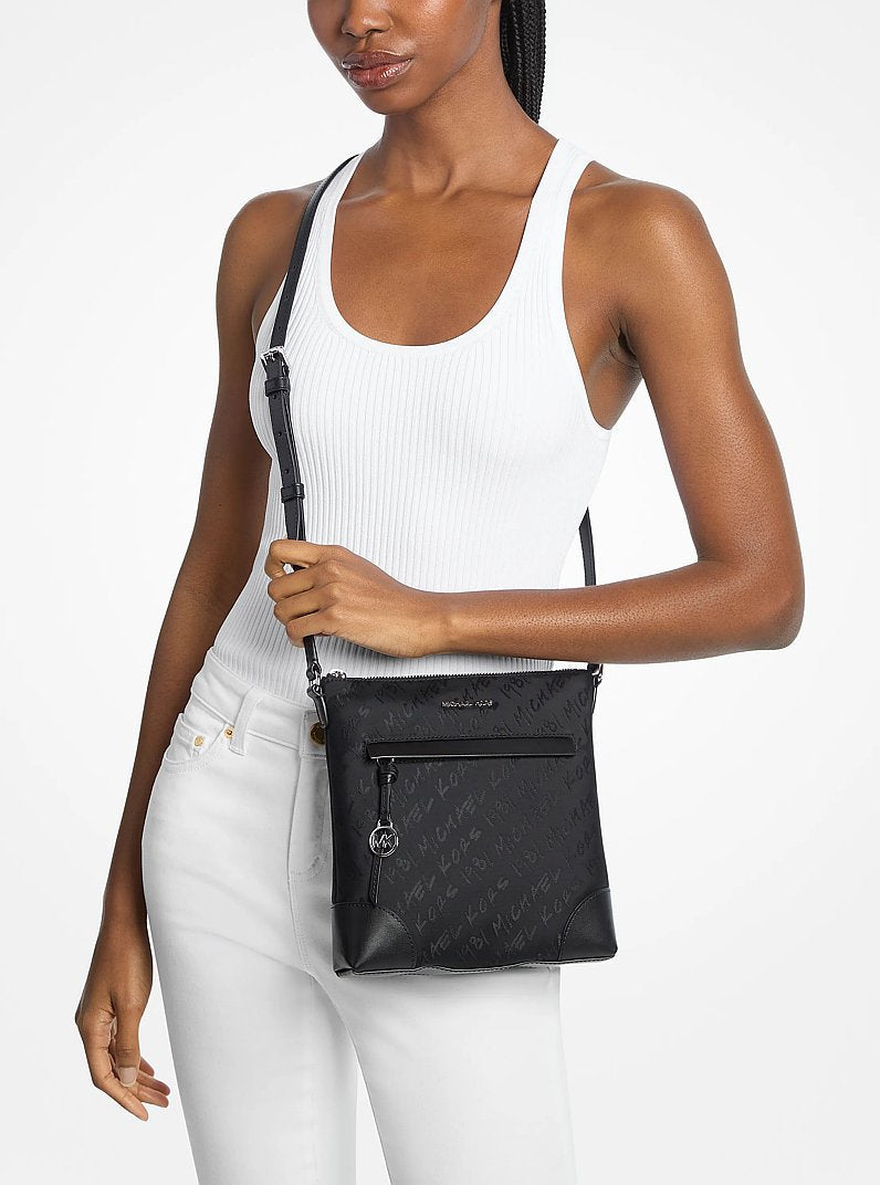 Prescott Small Logo Printed Nylon Crossbody Bag (BLACK)