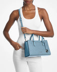 Arden Medium Top-Zip Satchel (DENIM)