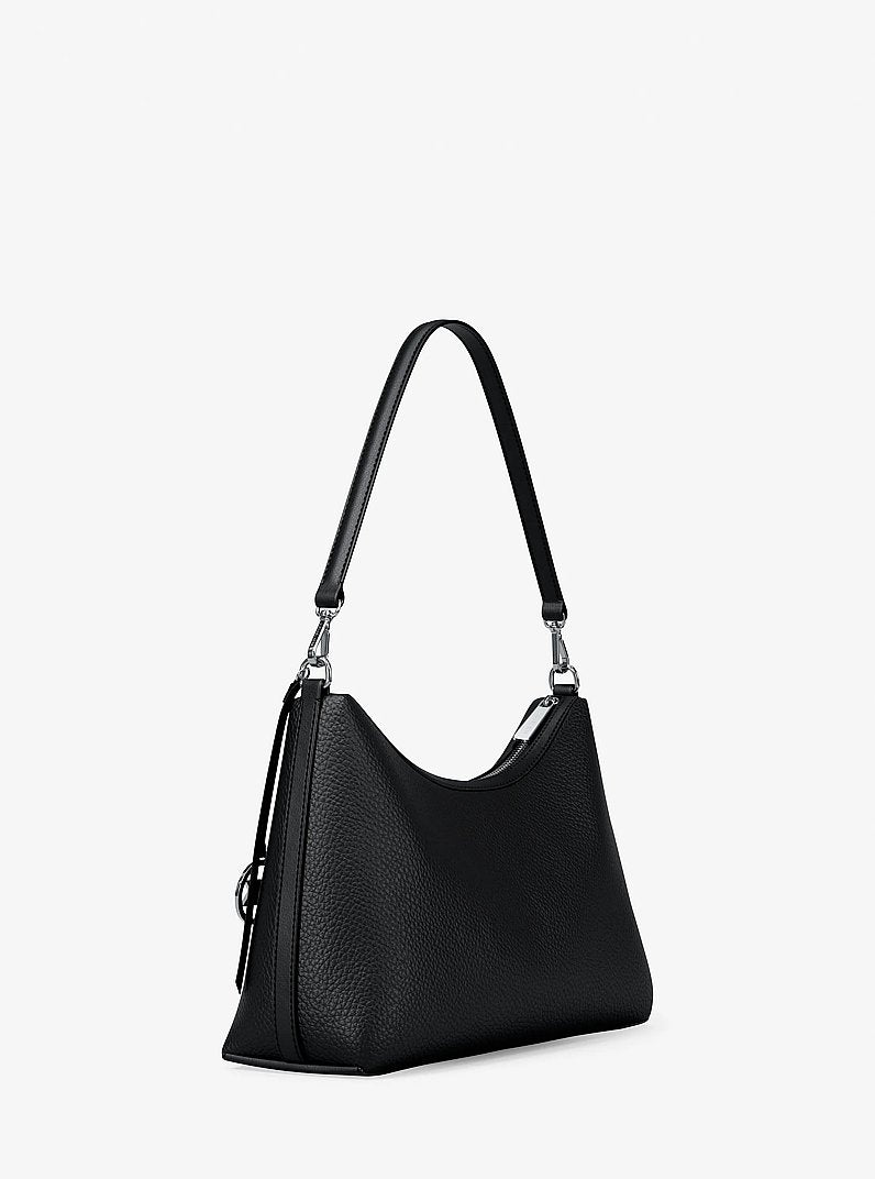 Sammy Medium Pebbled Leather Convertible Shoulder Bag (BLACK)