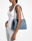 Christina Medium Suede Messenger Bag (DENIM)