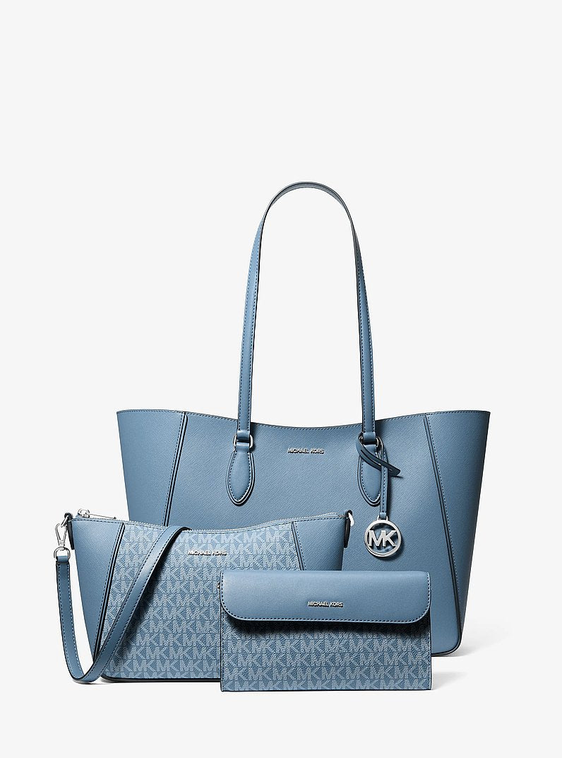 Jet Set Travel Large Signature Logo 3-in-1 Tote Bag (DENIM)