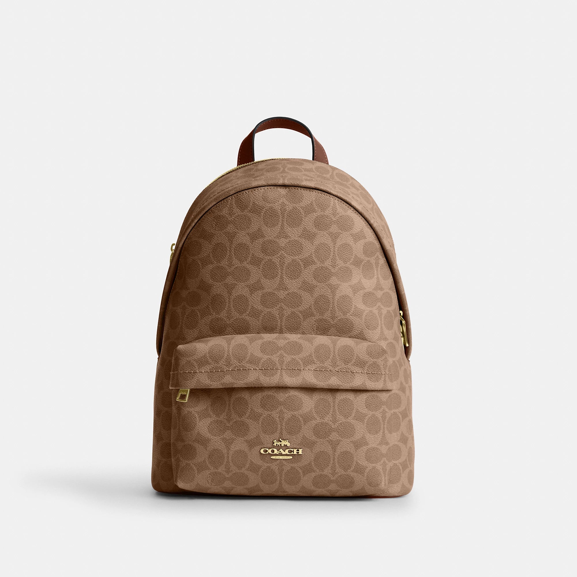 Taylor Small Backpack In Signature Canvas (Silver/Sand/Taupe)