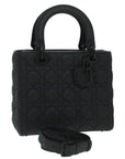 CHRISTIAN DOR Canage Lady DOR Hand Bag Calfskin Black MSLOI Auth A