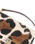 FNDI Fur Leather Baguette Large 2WAY Bag Animal Pattern 8BR771
