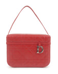 Christian DOR Cannage Leather Vanity Bag Hand Bag Red