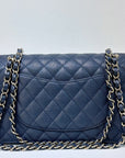 CHNL Caviar Quilted Medium Double Flap 18B Navy