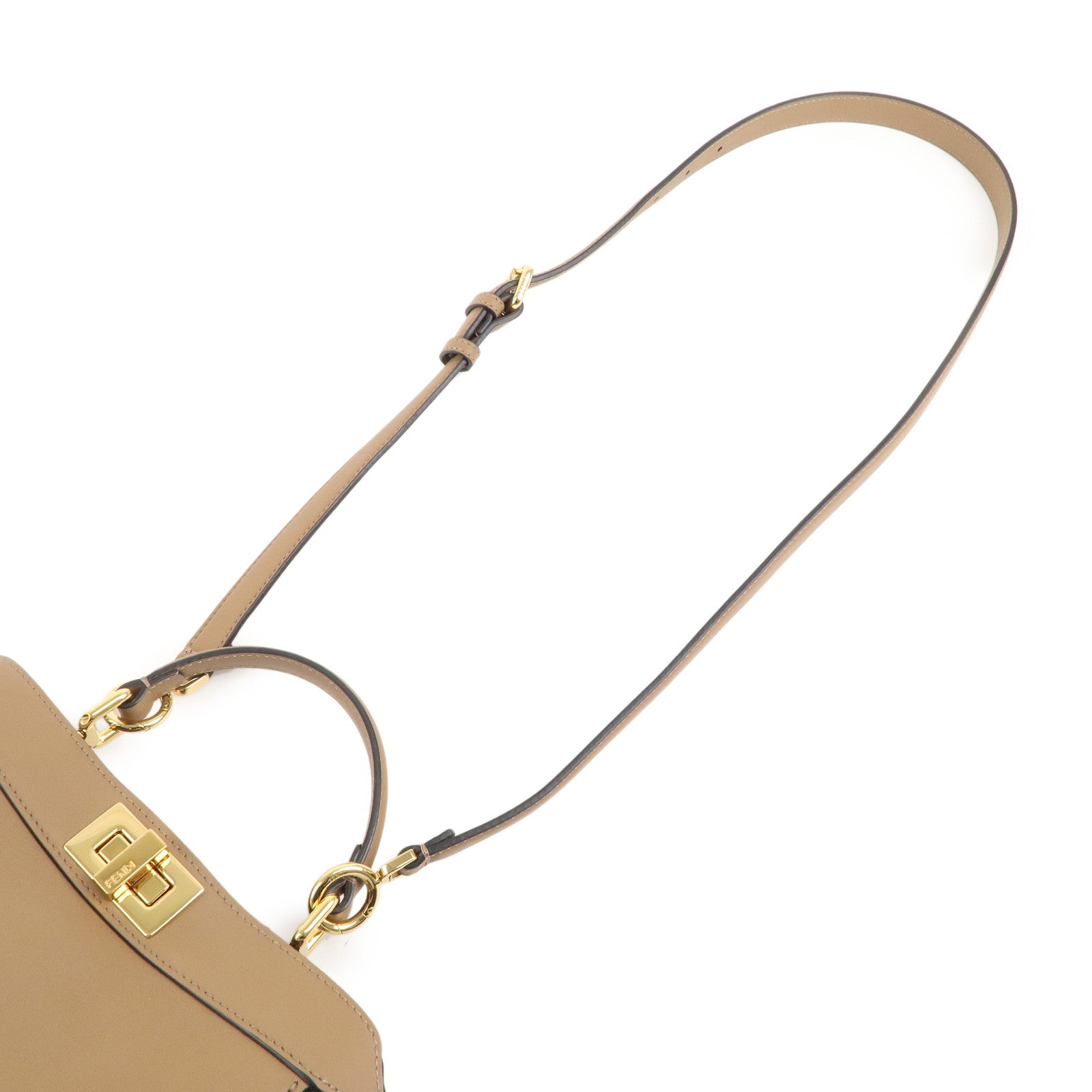 FNDI Leather Peekaboo ISeeU Small Hand Bag Brown 8BN327