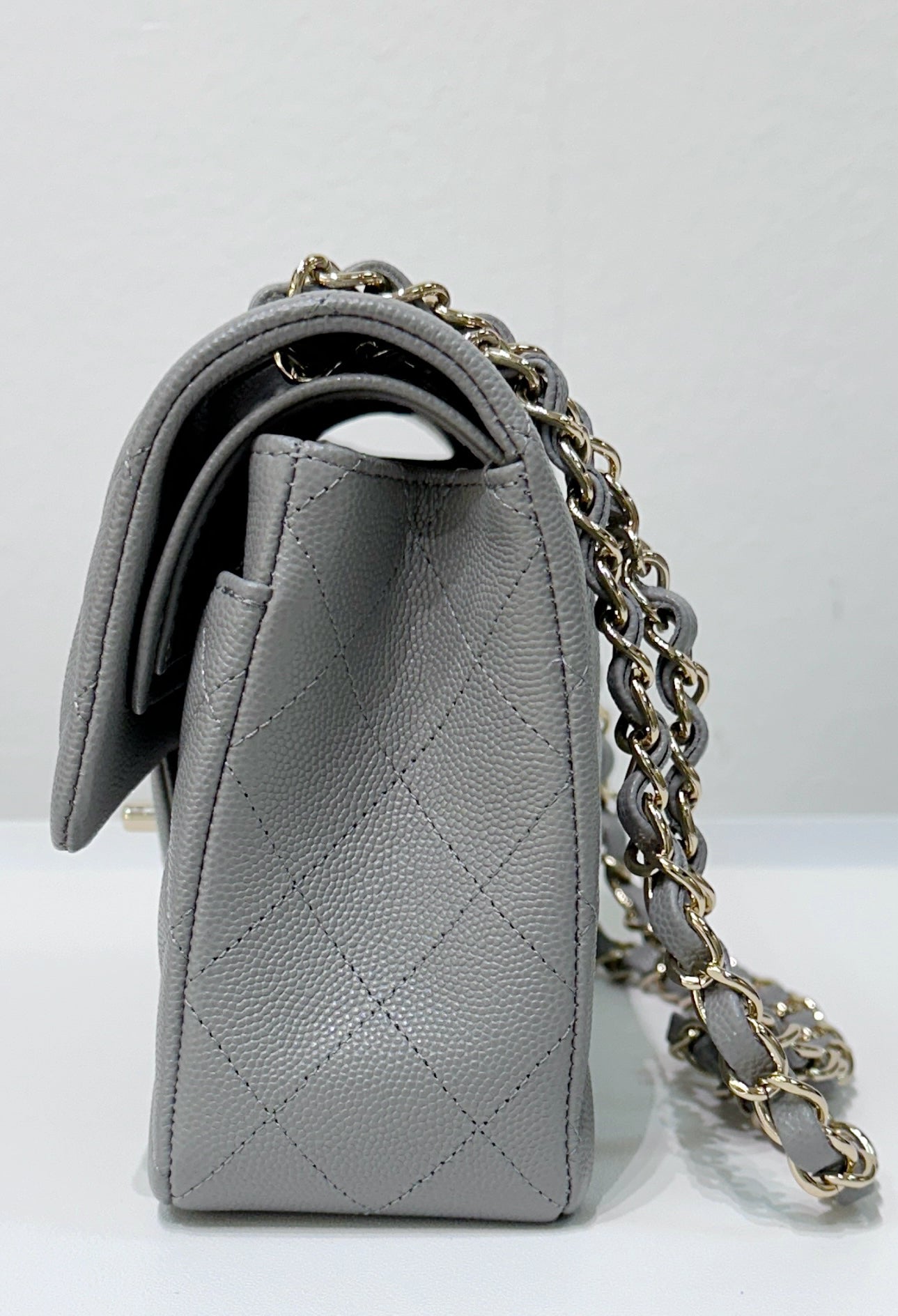 CHNL Small Caviar Quilted Double Flap Grey 21B Unused Condition