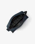 Cooper Medium Pebbled Leather and Signature Logo Camera Crossbody Bag (NAVY)