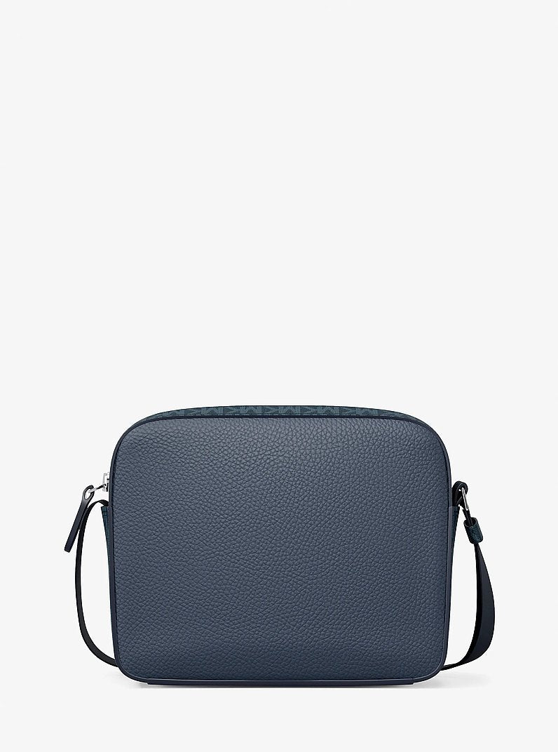 Cooper Medium Pebbled Leather and Signature Logo Camera Crossbody Bag (NAVY)