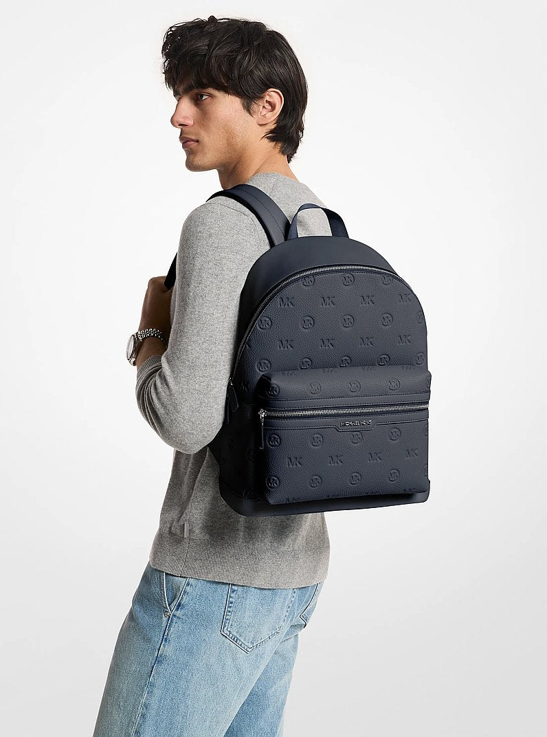 Cooper Medium Logo Debossed Dome Backpack (NAVY)