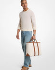 Cooper Medium Pebbled Leather and Signature Logo Tote Bag (LT CRM/LUGG)