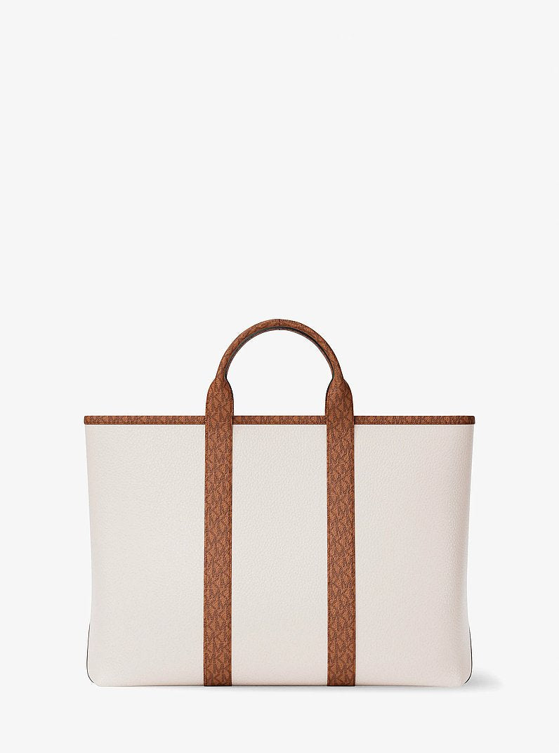 Cooper Medium Pebbled Leather and Signature Logo Tote Bag (LT CRM/LUGG)