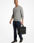 Pacey Medium Pebbled Leather Pocket Briefcase (BLACK)
