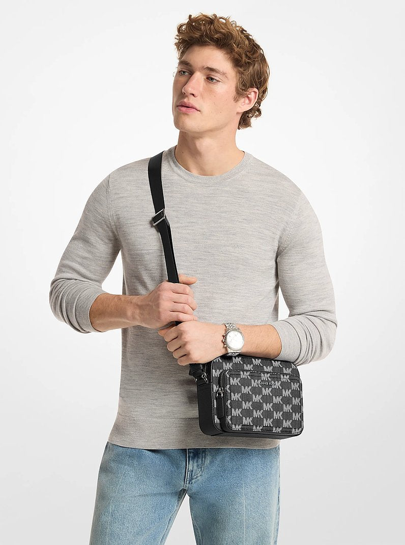 Cooper Logo Jacquard Denim Flight Bag (BLACK WASH)
