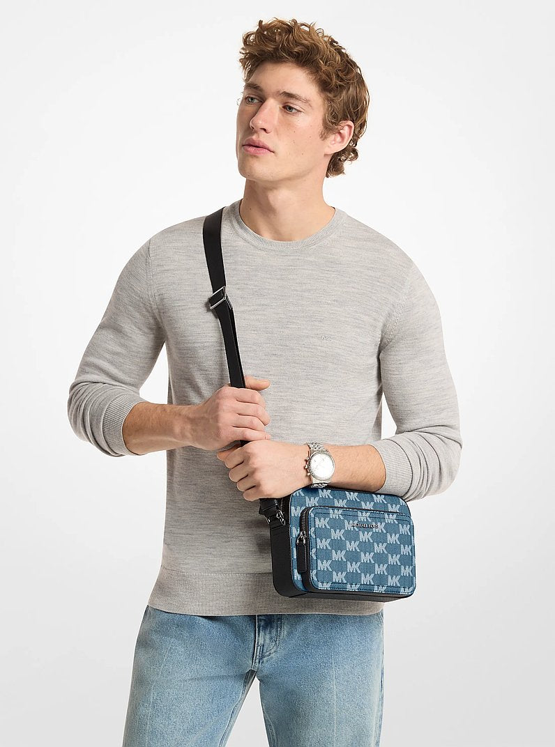 Cooper Logo Jacquard Denim Flight Bag (MEDIUM BLUE WASH)