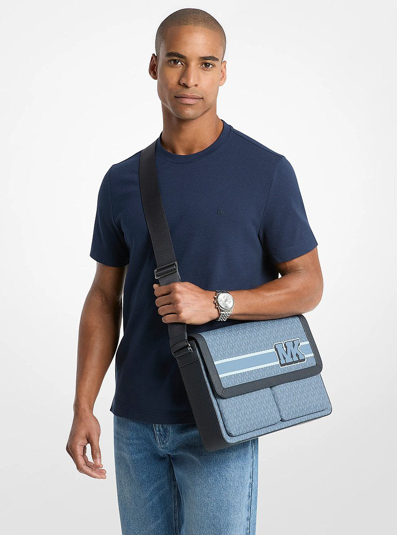 Pacey Embellished Signature Logo Messenger Bag (DENIM)