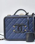 CHNL Filigree Vanity Case Quilted Caviar Medium Blue