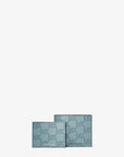 Hudson Logo Embossed Leather Billfold Wallet and Passcase (CHAMBRAY)