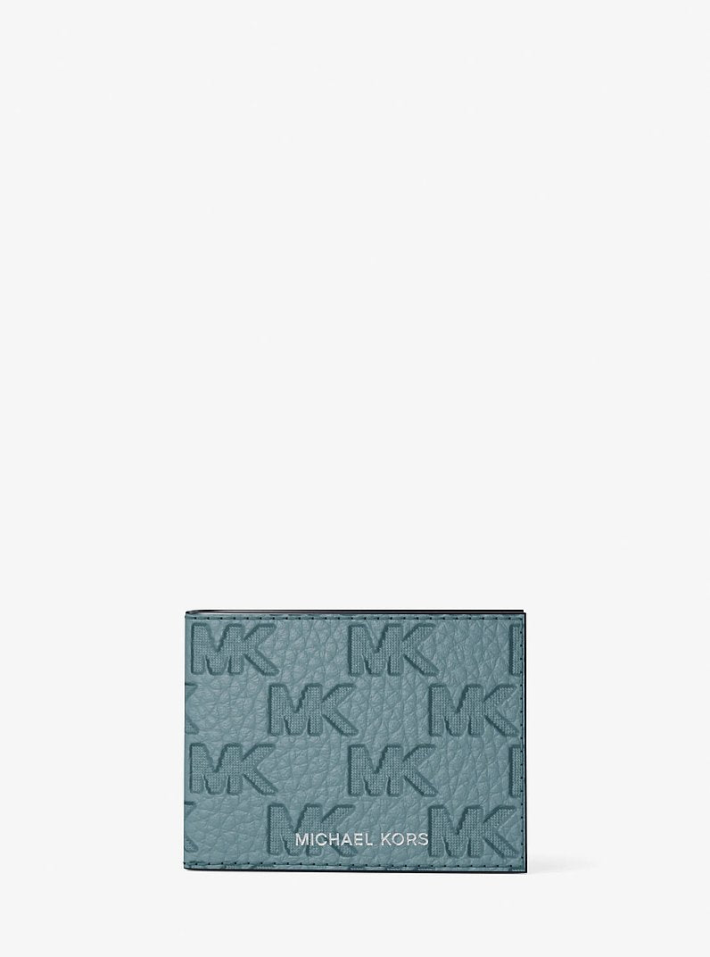 Hudson Logo Embossed Leather Billfold Wallet and Passcase (CHAMBRAY)