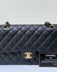 CHNL Medium Classic Flip Caviar Bag Black GHW