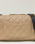 CHNL Small Caviar Quilted CC Filigree Flap Beige Black GHW