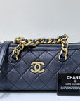 CHNL Bowling chain handbag Womens shoulder bag Navy Blue GHW