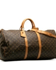 Brown LV Monogram Keepall Bandouliere 60 Travel Bag