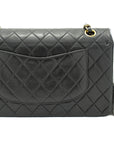 CHNL 2.55 Double Flap Medium Chain Shoulder Bag Black Lambskin j94