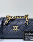 CHNL Bowling chain handbag Womens shoulder bag Navy Blue GHW